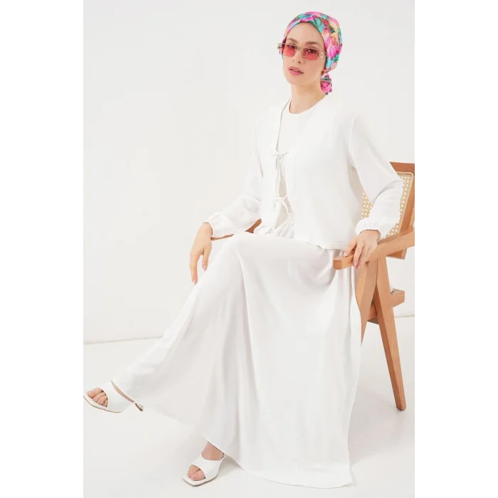 Ayrobin Kimono Etek İkili Takım 8047 - Beyaz