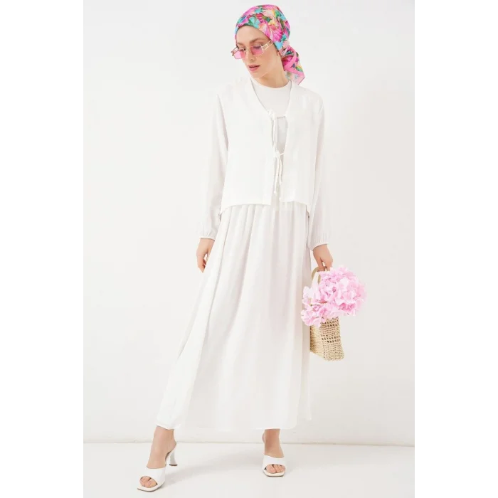 Ayrobin Kimono Etek İkili Takım 8047 - Beyaz