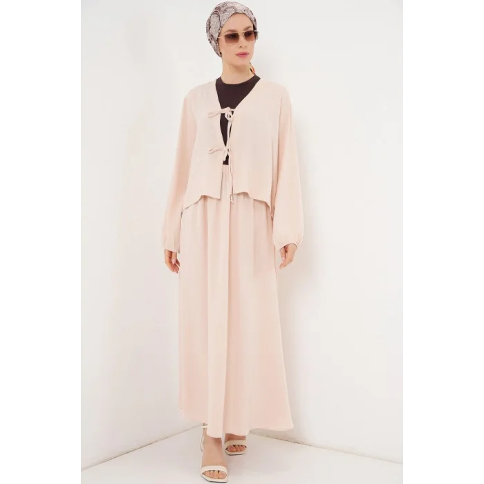 Ayrobin Kimono Etek İkili Takım 8047 - Krem