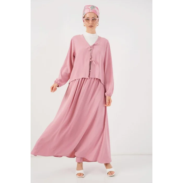Ayrobin Kimono Etek İkili Takım 8047 - Pembe