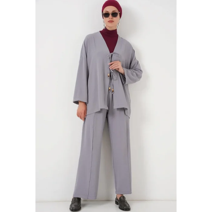 Ayrobin Kimono Pantolon İkili Takım 6739 - Gri