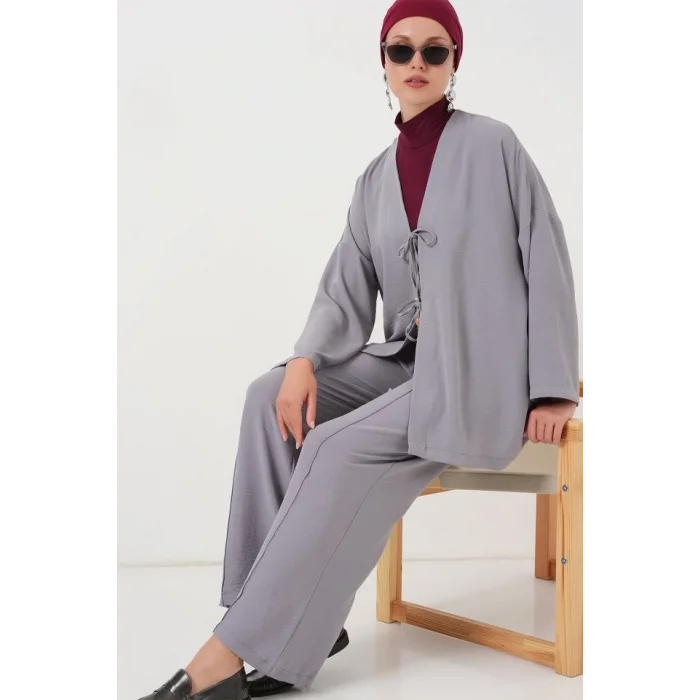 Ayrobin Kimono Pantolon İkili Takım 6739 - Gri