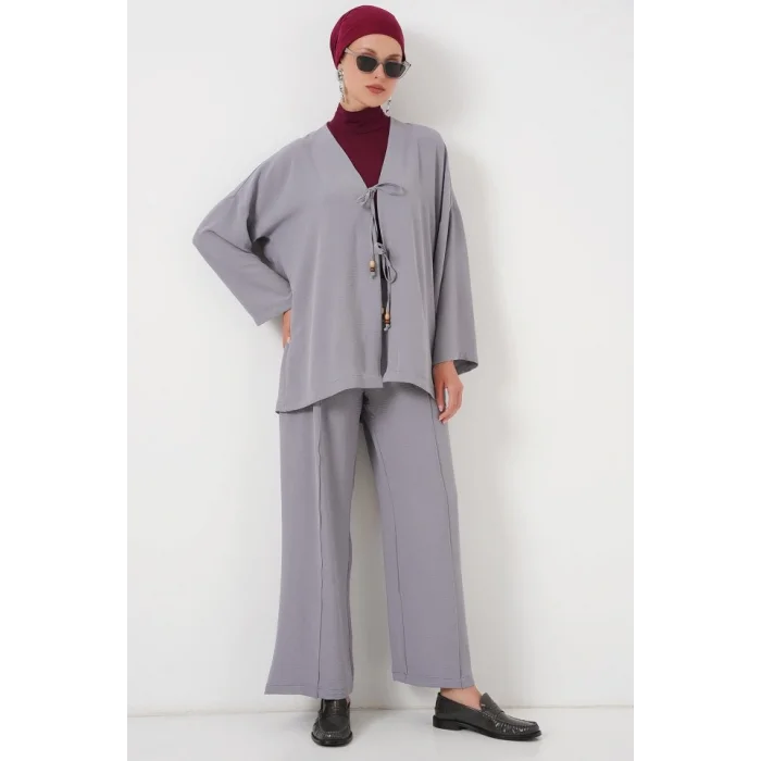 Ayrobin Kimono Pantolon İkili Takım 6739 - Gri