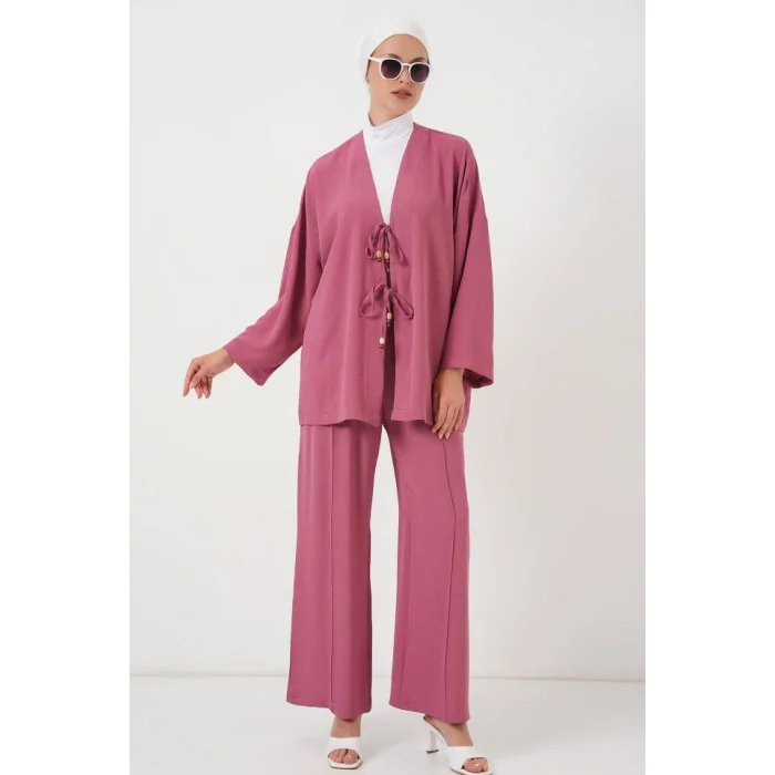 Ayrobin Kimono Pantolon İkili Takım 6739 - Gül Kurusu