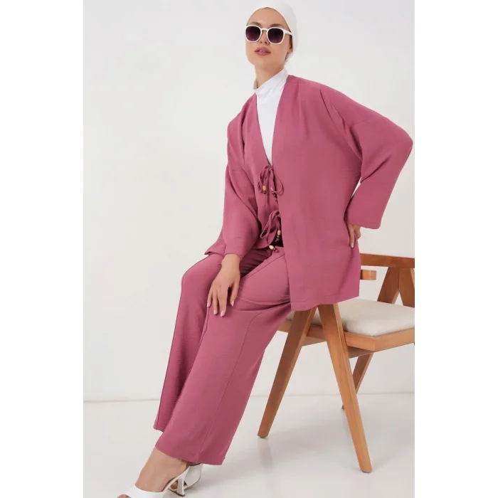 Ayrobin Kimono Pantolon İkili Takım 6739 - Gül Kurusu