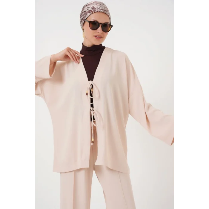 Ayrobin Kimono Pantolon İkili Takım 6739 - Krem