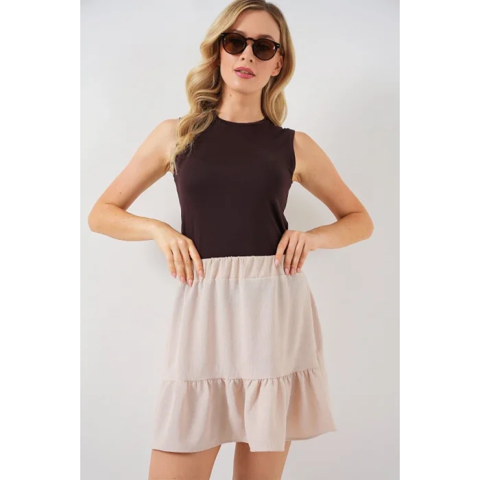 Ayrobin Mini Etek 8054 - Krem