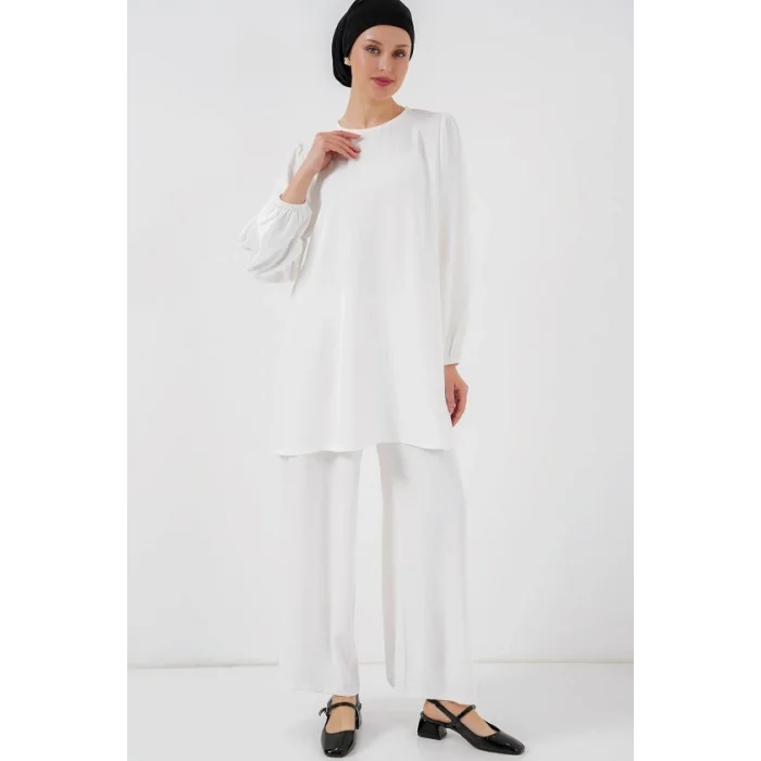 Ayrobin Tunik Pantolon Alt Üst Takım 6712 - Beyaz