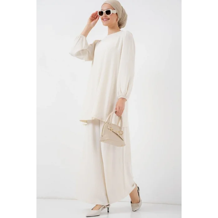Ayrobin Tunik Pantolon Alt Üst Takım 6712 - Ekru