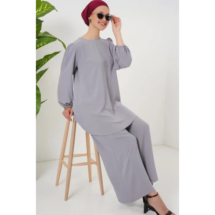 Ayrobin Tunik Pantolon Alt Üst Takım 6712 - Gri