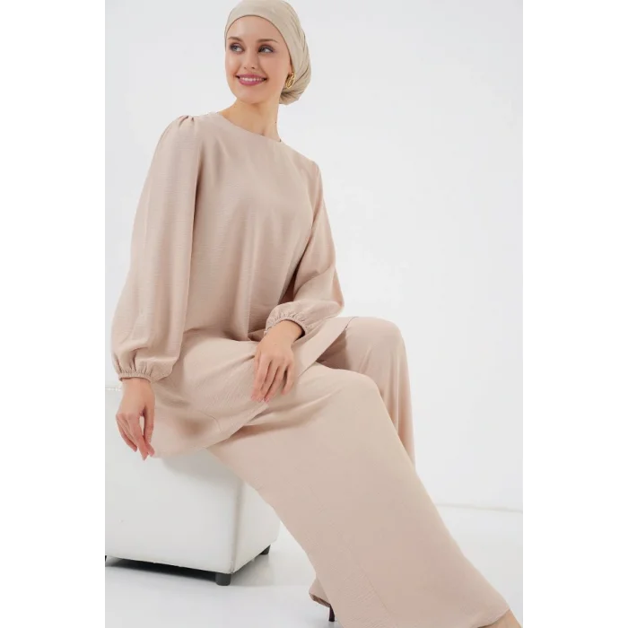 Ayrobin Tunik Pantolon Alt Üst Takım 6712 - Krem