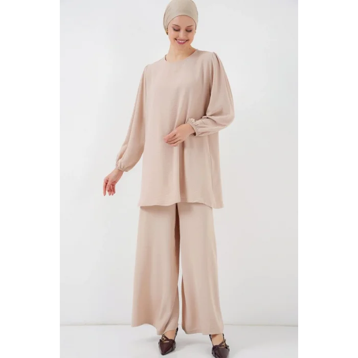 Ayrobin Tunik Pantolon Alt Üst Takım 6712 - Krem