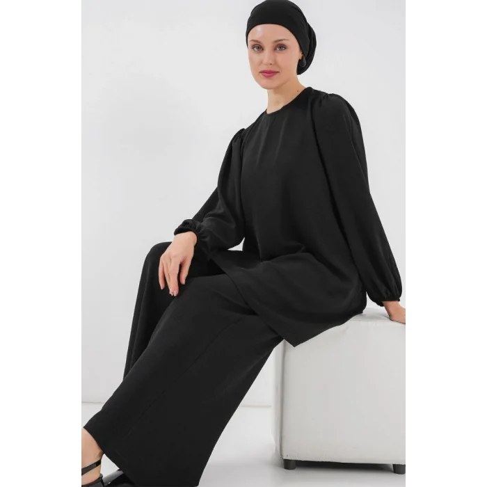 Ayrobin Tunik Pantolon Alt Üst Takım 6712 - Siyah