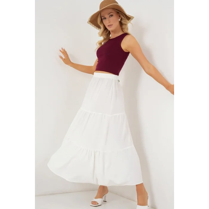 Ayrobin Uzun Etek 8048 - Beyaz