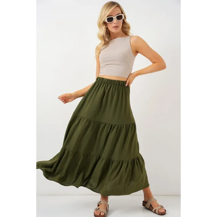 Ayrobin Uzun Etek 8048 - Haki