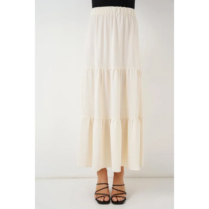 Ayrobin Uzun Etek 8048 - Krem