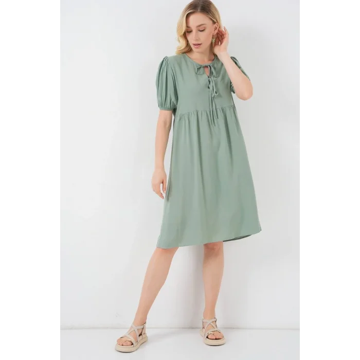 Bağcıklı Midi Elbise 2575 - Çağla