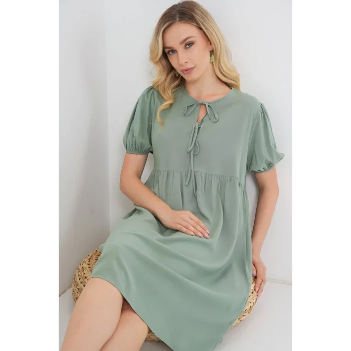 Bağcıklı Midi Elbise 2575 - Çağla