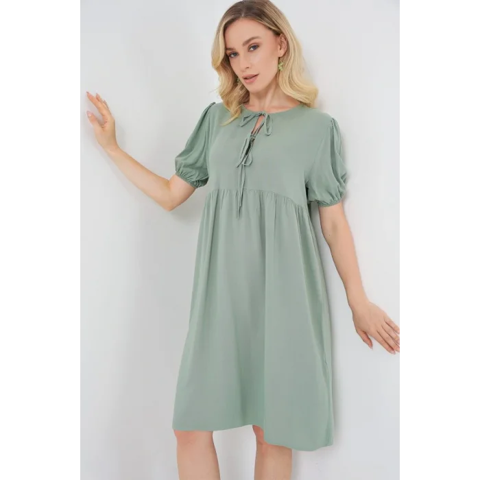 Bağcıklı Midi Elbise 2575 - Çağla