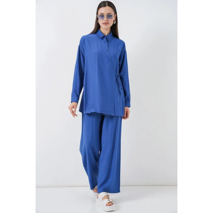 Bağcıklı Tunik Pantolon İkili Takım 6752 - İndigo