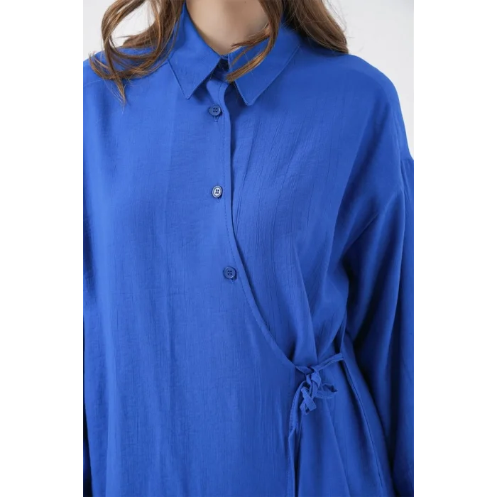 Bağcıklı Tunik Pantolon İkili Takım 6752 - Saks