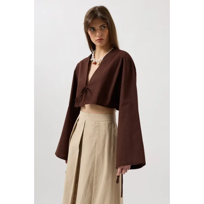 Bağlama Detay Uzun Kol Bluz