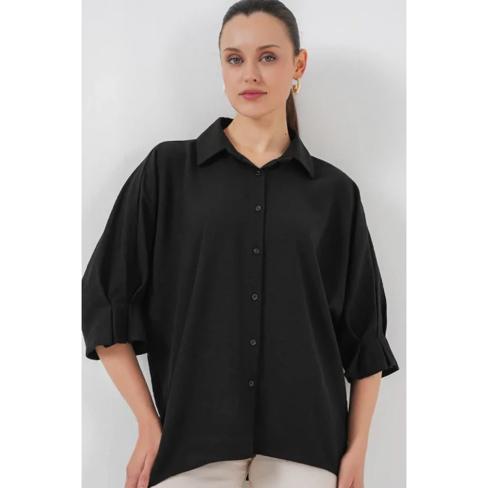 Bağlama Detaylı Ayrobin Gömlek 20290 - Siyah