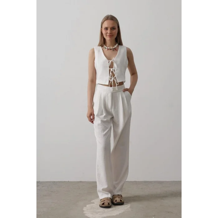 Bağlamalı Yelek - Beyaz