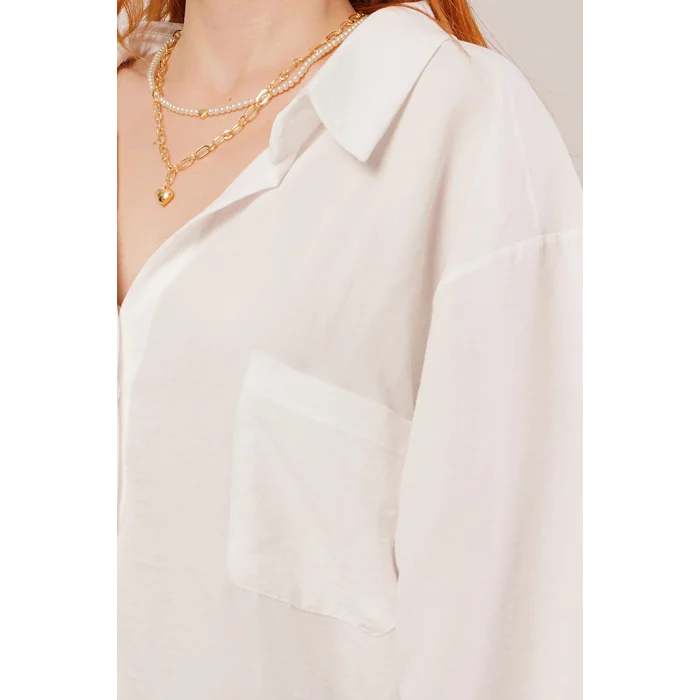 Basic Oversize Beyaz Gömlek