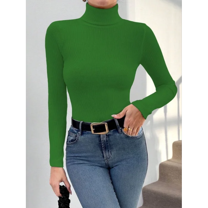 Başıkçı yaka dar kesim kaşkorse kazak yeşil w3103