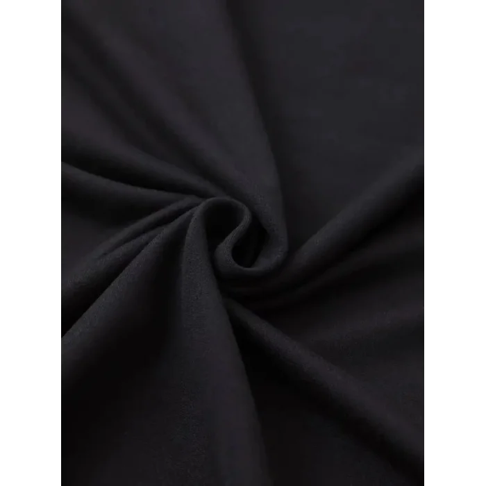 Baskılı Oversize Bisiklet Yaka T-shirt - Siyah