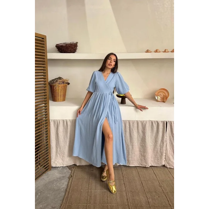 Bebe Mavi Müslin Uzun Elbise