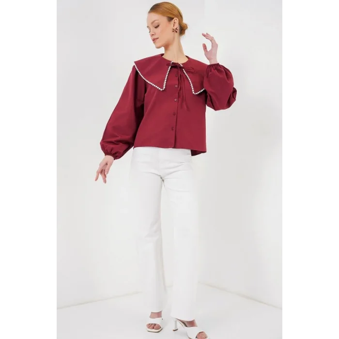 Bebe Yaka Gömlek 20314 - Bordo