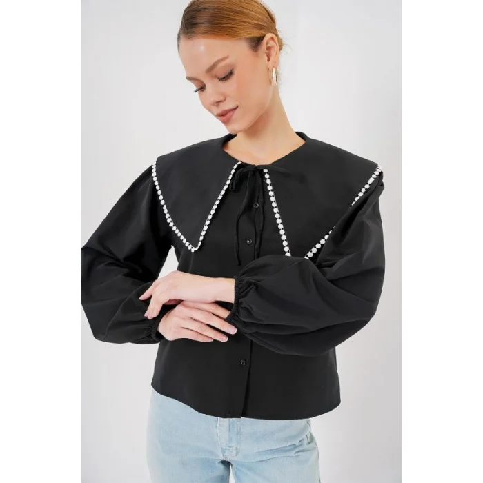 Bebe Yaka Gömlek 20314 - Siyah