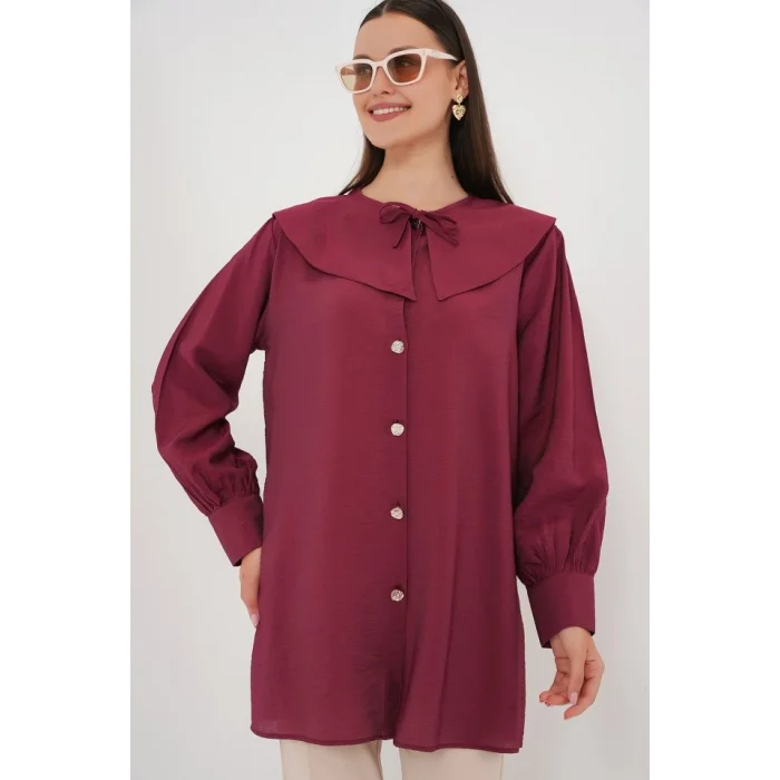 Bebe Yaka Uzun Tunik 5967 - Bordo