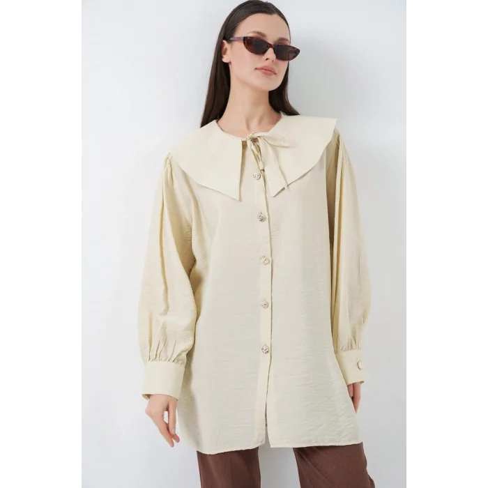 Bebe Yaka Uzun Tunik 5967 - Ekru