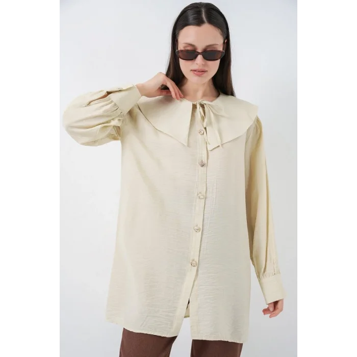 Bebe Yaka Uzun Tunik 5967 - Ekru