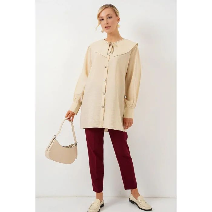 Bebe Yaka Uzun Tunik 5967 - Krem