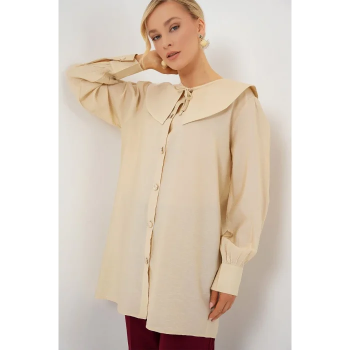 Bebe Yaka Uzun Tunik 5967 - Krem