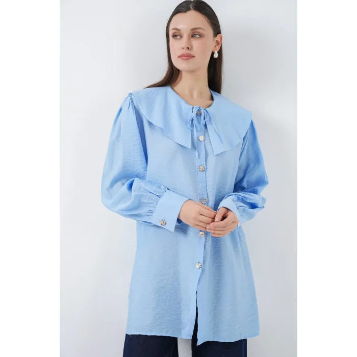 Bebe Yaka Uzun Tunik 5967 - Mavi