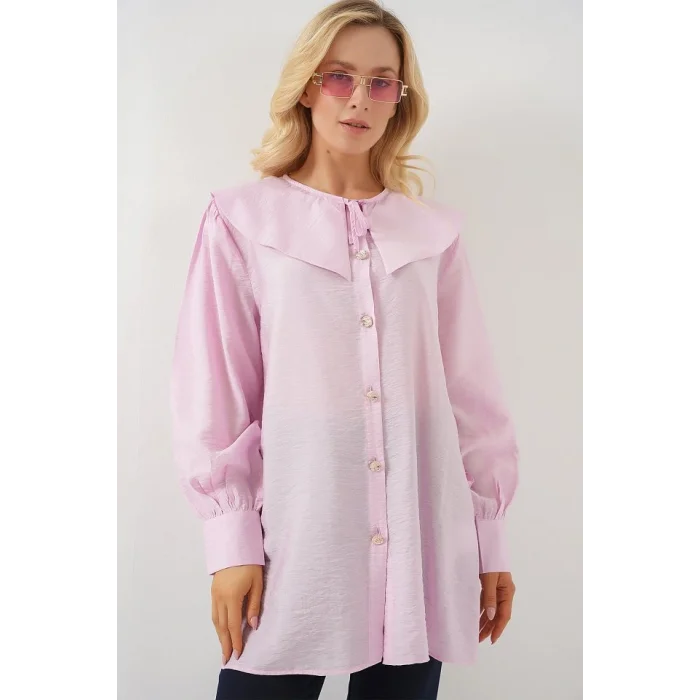 Bebe Yaka Uzun Tunik 5967 - Pudra