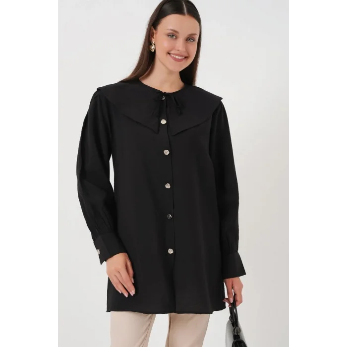 Bebe Yaka Uzun Tunik 5967 - Siyah