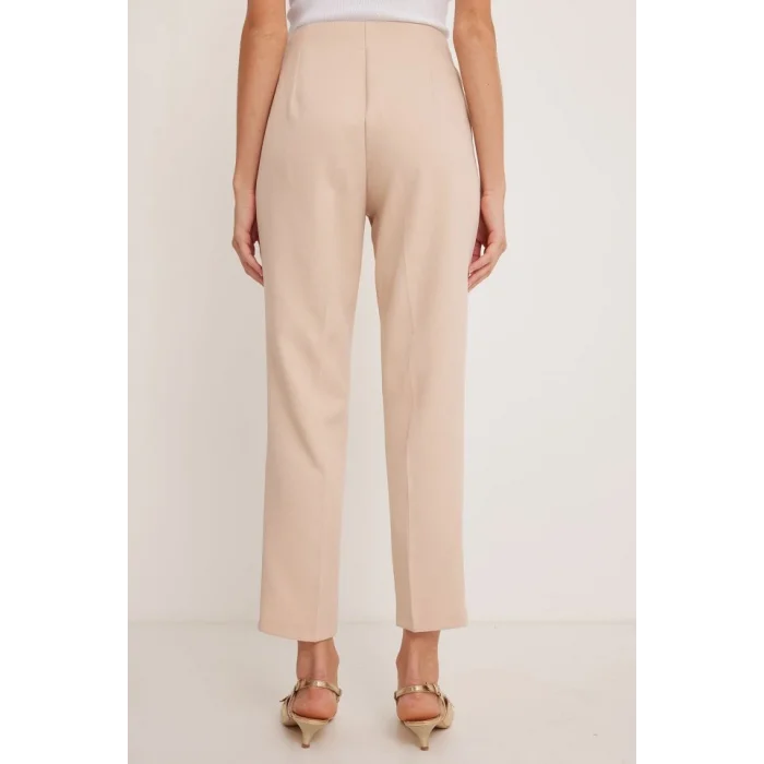 Bej Yüksek Bel Kumaş Pantolon 6650