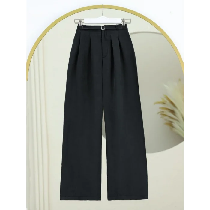 Beli Lastikli Kemer Detaylı Tensel Cupra Pantolon -Siyah