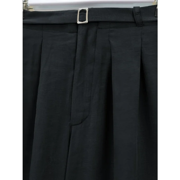 Beli Lastikli Kemer Detaylı Tensel Cupra Pantolon -Siyah