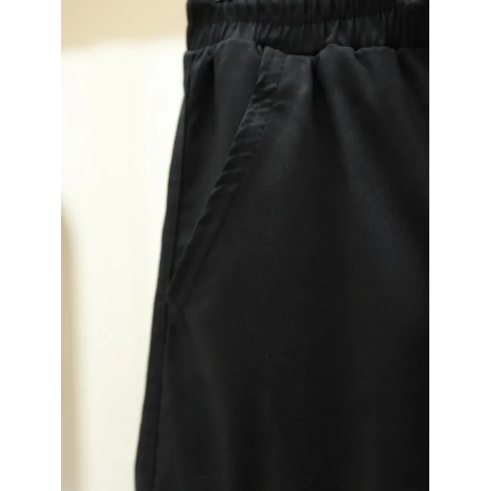 Beli Ve Paçası Lastikli Bağcıklı Kargo Kot Pantolon -Siyah