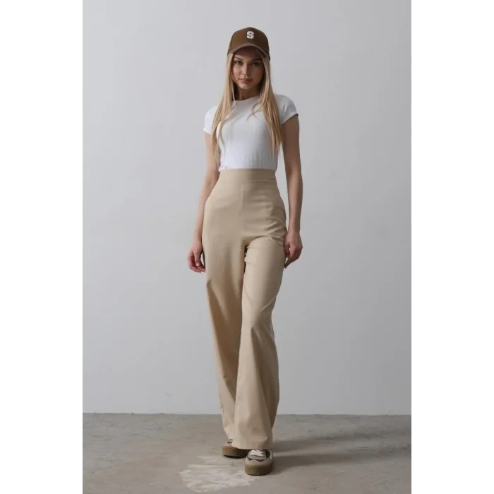 Beli Yarım Lastikli Palazzo Pantolon - Camel