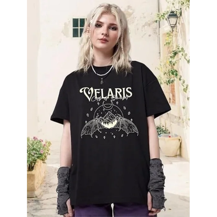 Bisiklet Yaka Baskılı T-shirt - Siyah