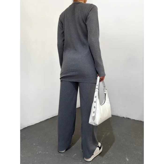 Bisiklet Yaka Kaşkorse Takım -Gri