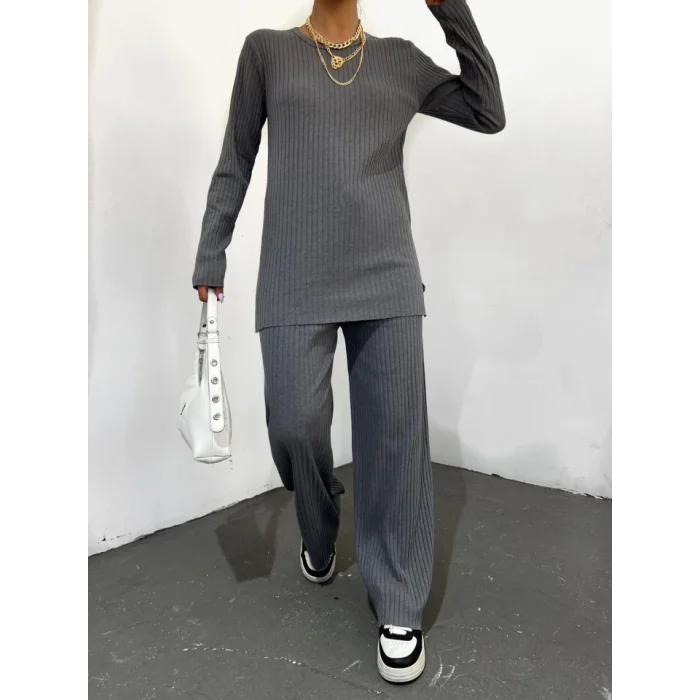 Bisiklet Yaka Kaşkorse Takım -Gri